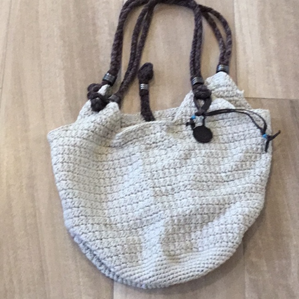 Sakroots Cream Shoulder Bag with Braided Handles